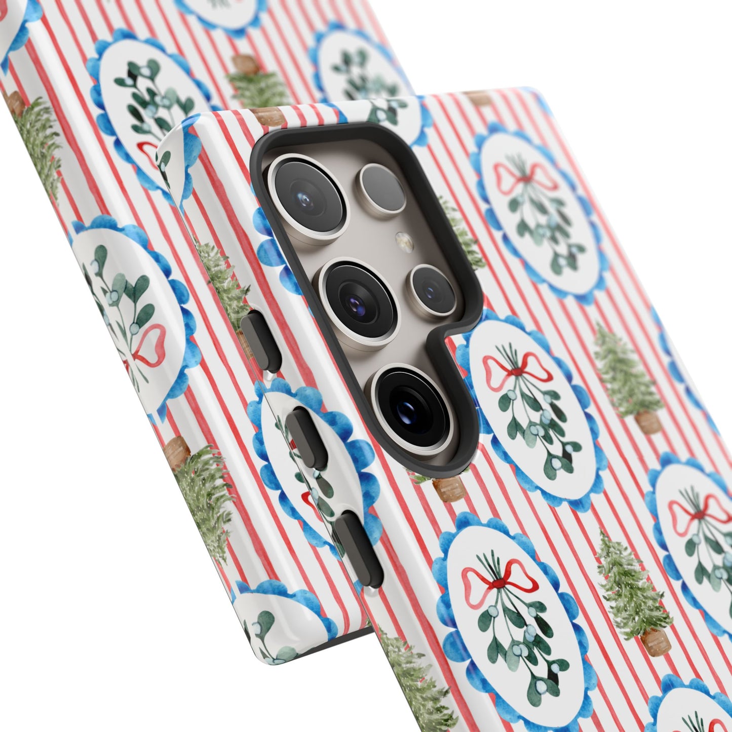 Christmas Wreath & Tree Pattern Phone Case — Festive Holiday Tough Case