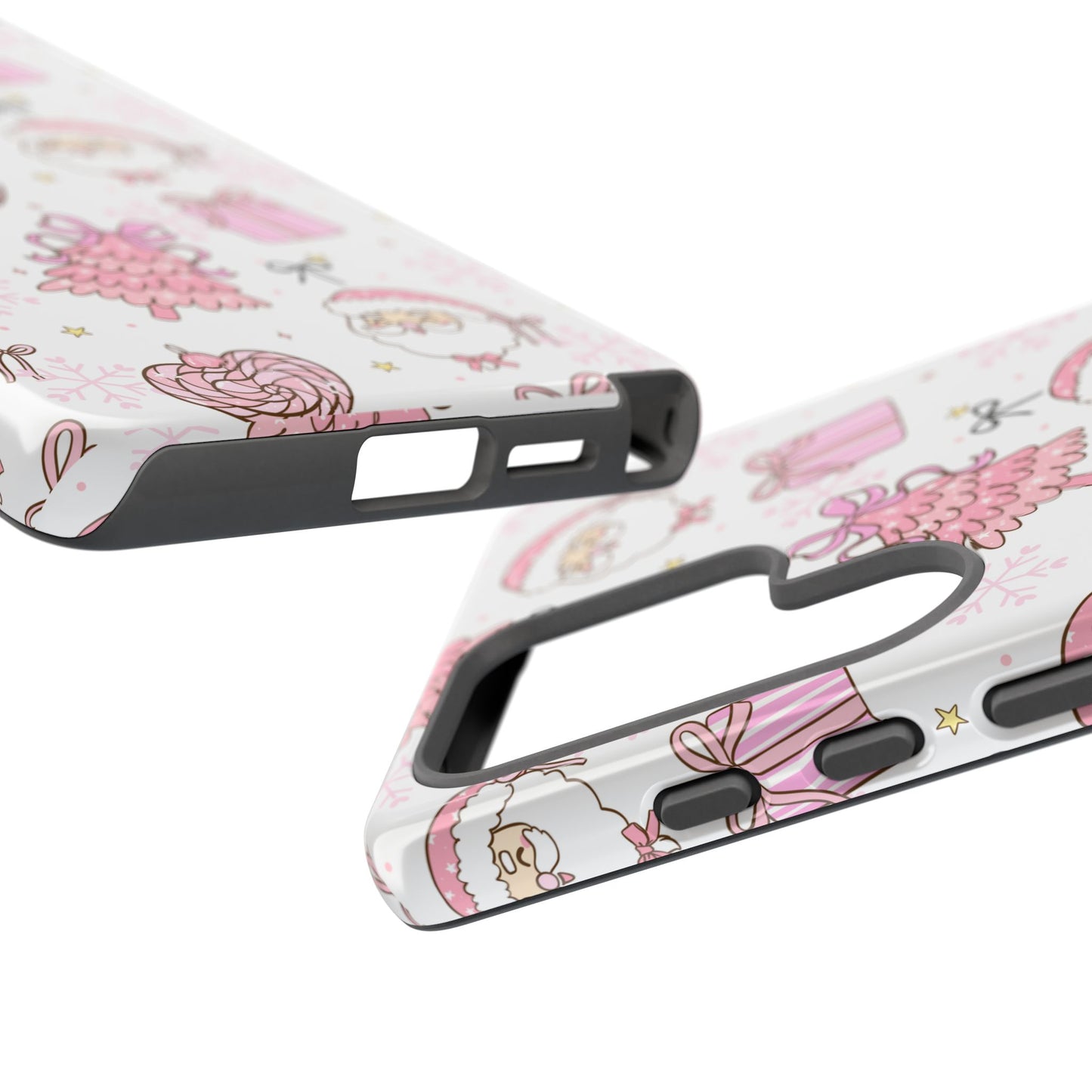 Christmas Pink Pattern Phone Case - Cute Santa, Tree & Gift Protective Cover