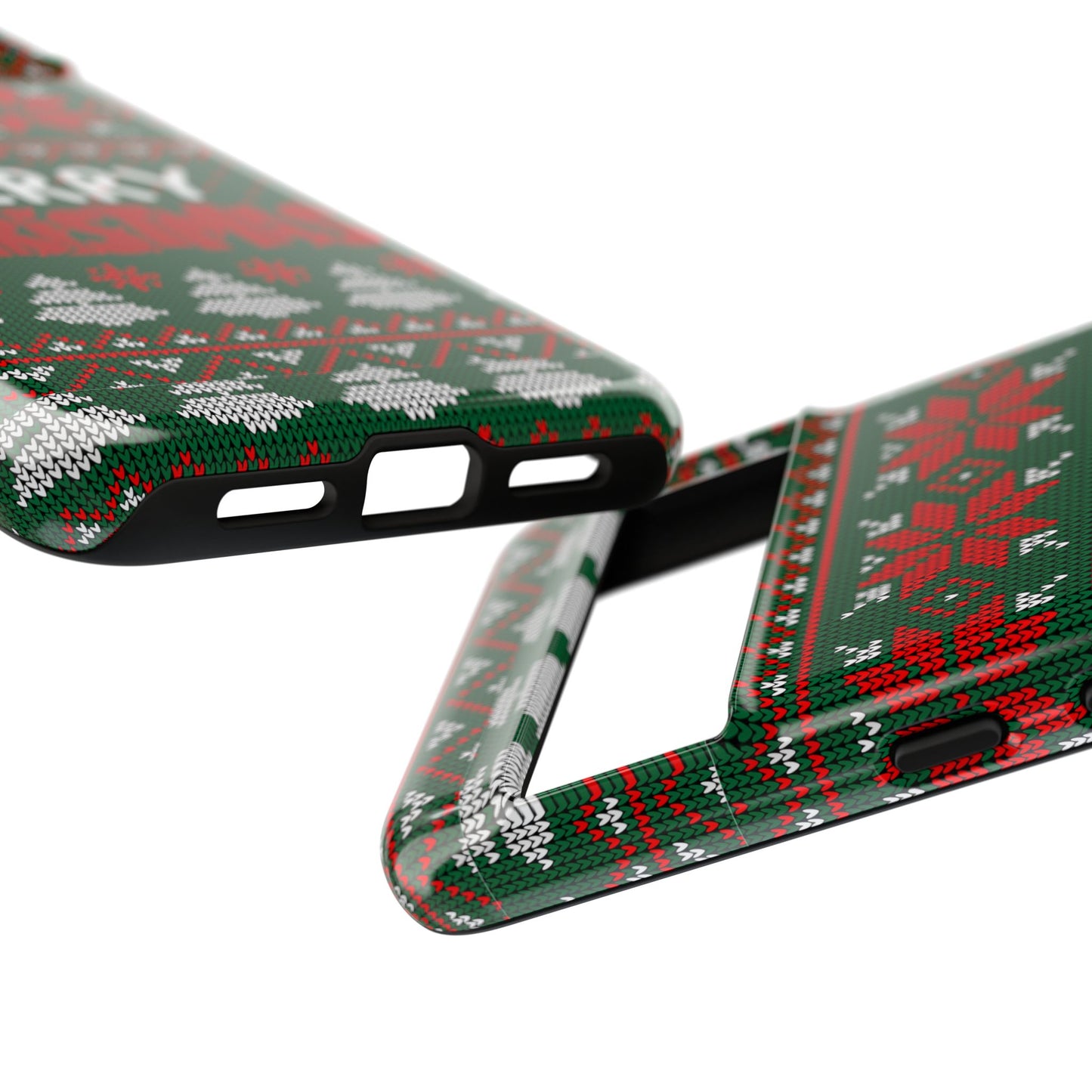 Merry Christmas Phone Case - Festive Green Ugly Sweater Design