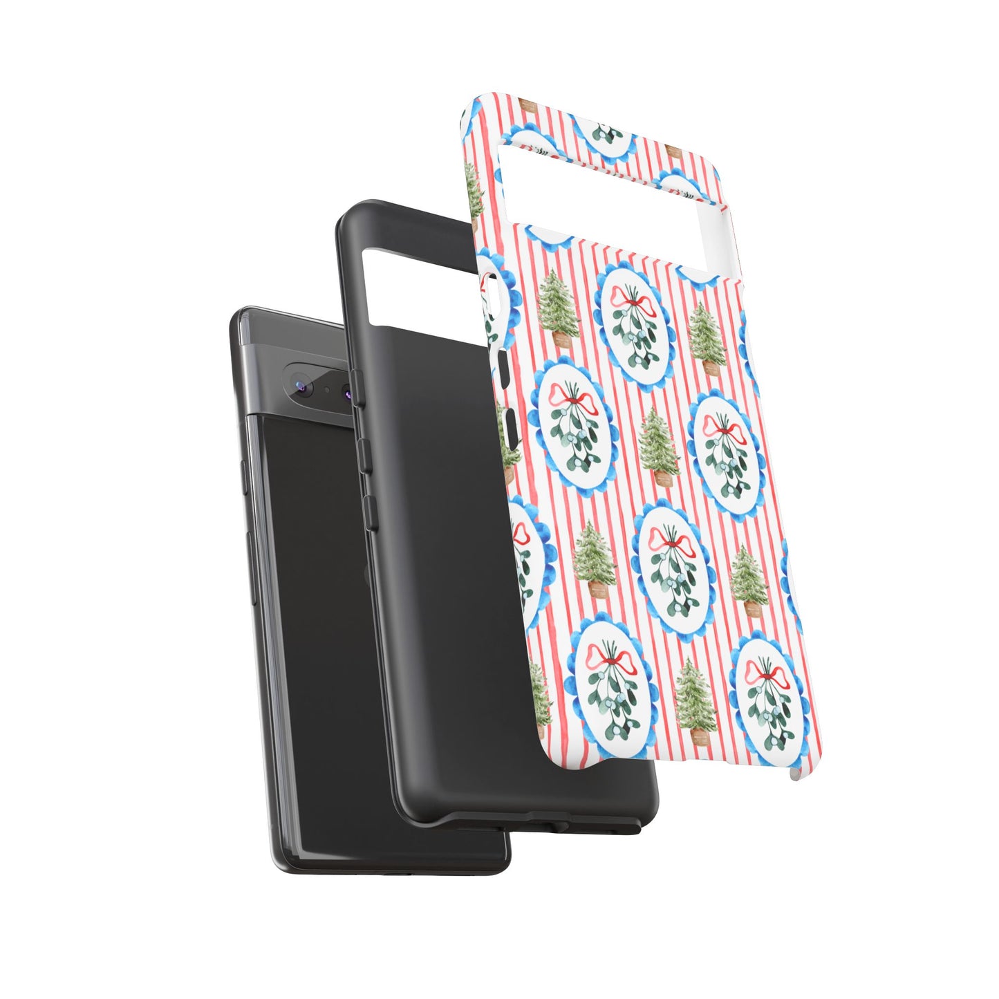Christmas Wreath & Tree Pattern Phone Case — Festive Holiday Tough Case