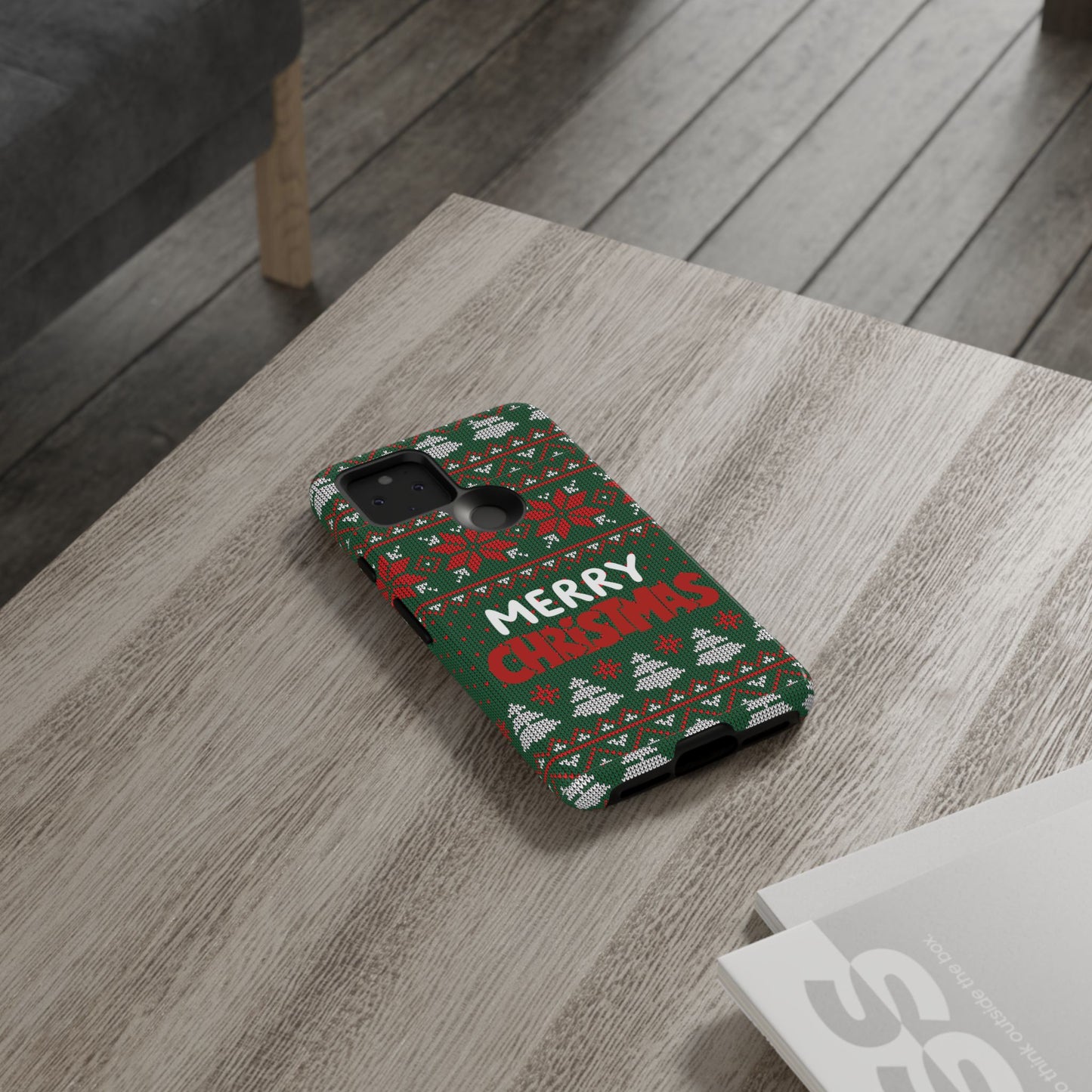 Merry Christmas Phone Case - Festive Green Ugly Sweater Design