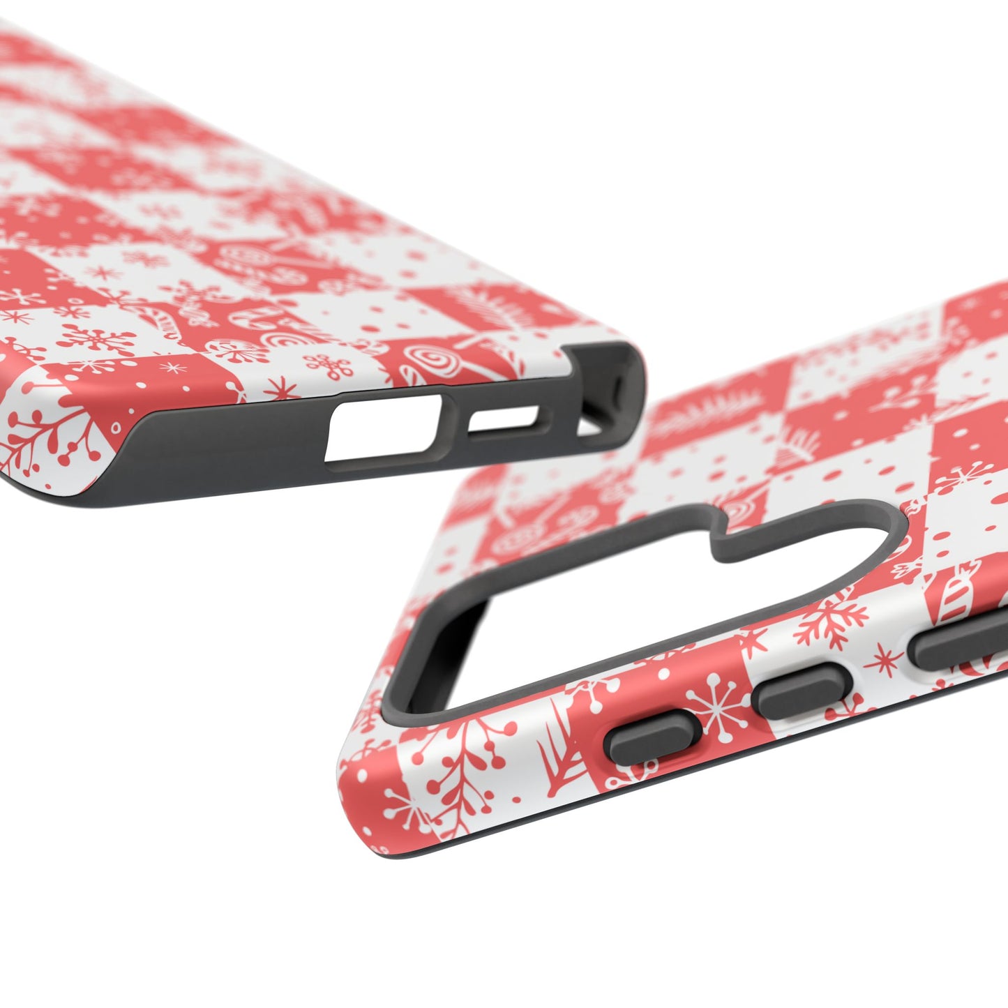 Christmas Red Buffalo Check Phone Case - Holiday Snowflake Pattern Tough Case