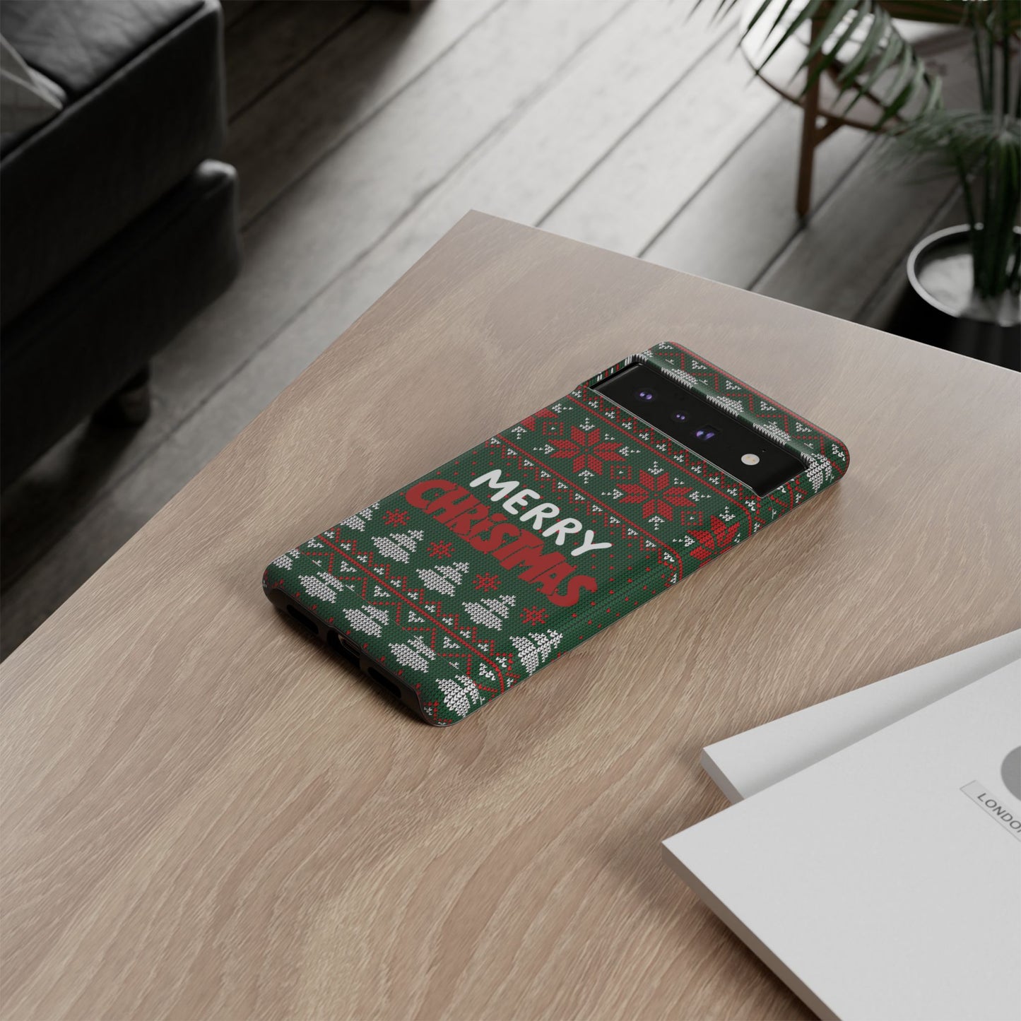 Merry Christmas Phone Case - Festive Green Ugly Sweater Design