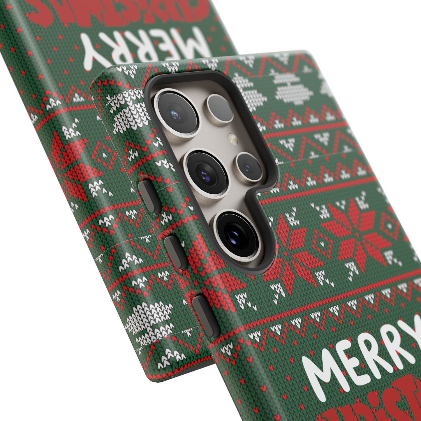 Merry Christmas Phone Case - Festive Green Ugly Sweater Design