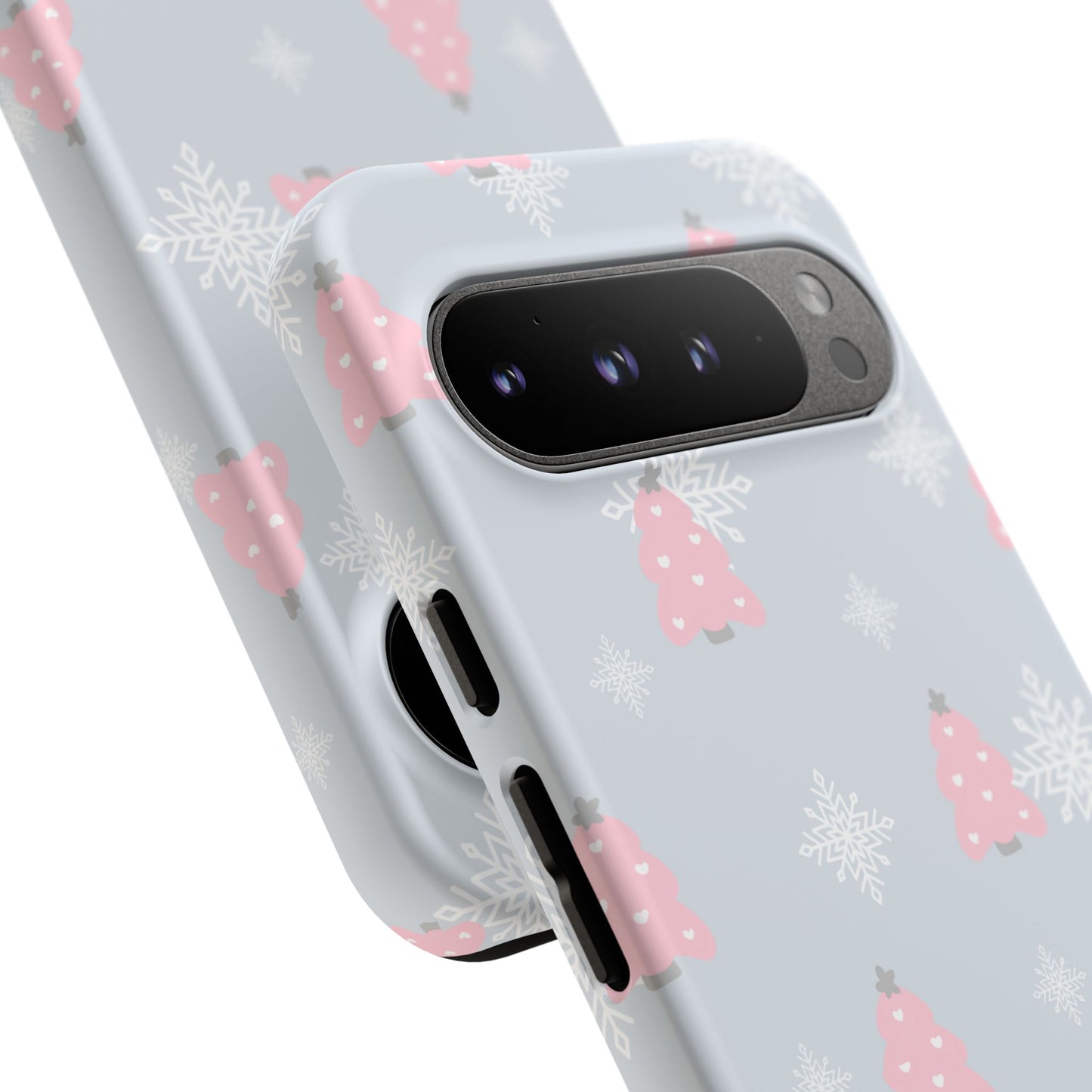Christmas Pink Tree Tough Phone Case — Cute Holiday Snowflake Design