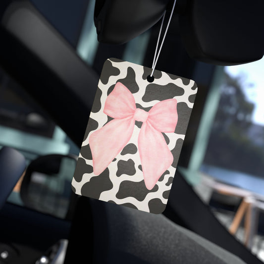Cute Cow Print Air Freshener with Pink Bow
