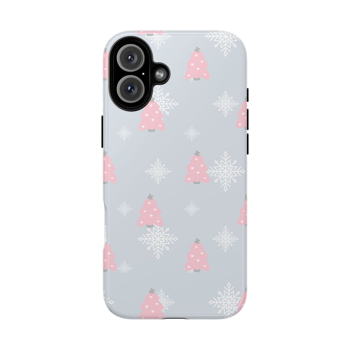 Christmas Pink Tree Tough Phone Case — Cute Holiday Snowflake Design