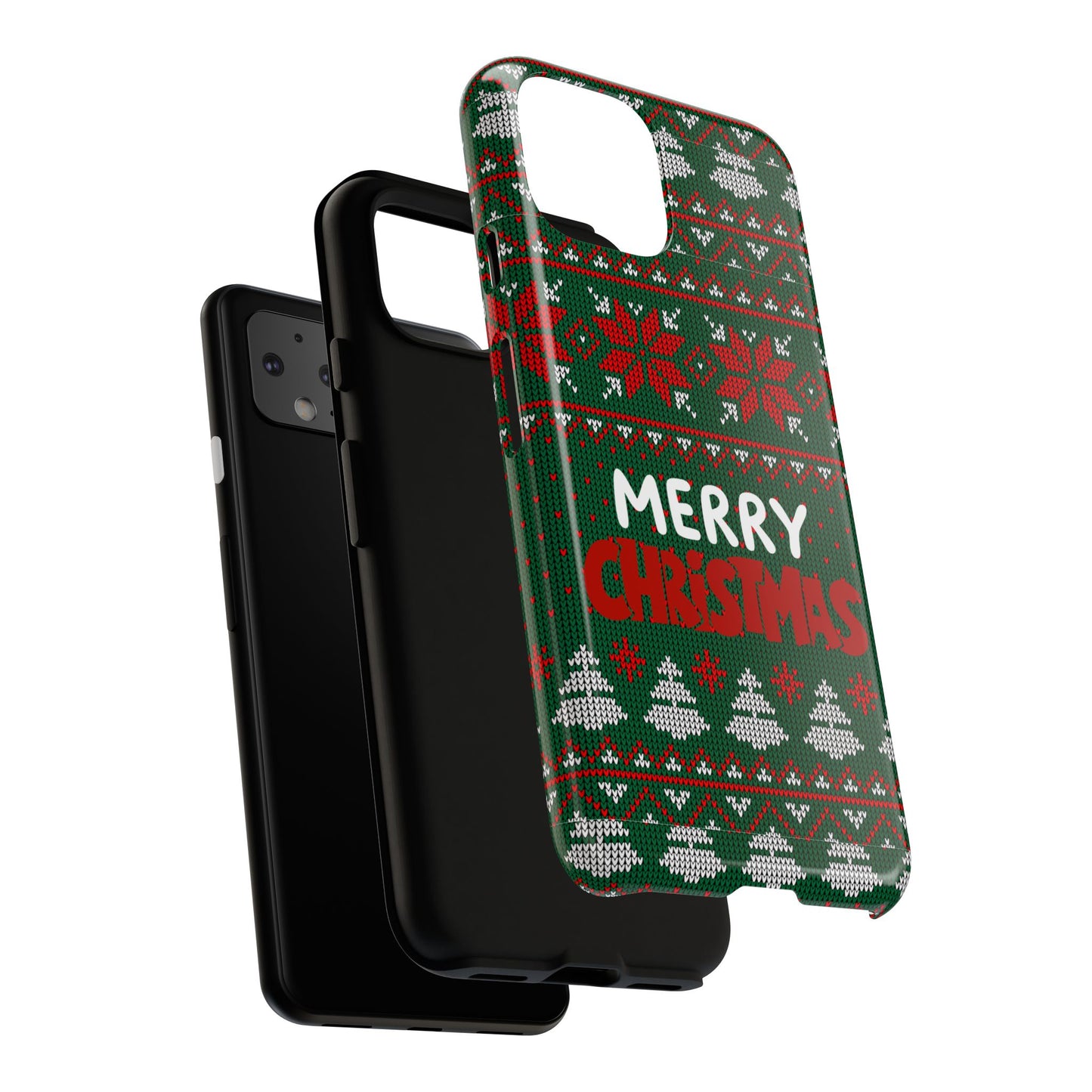 Merry Christmas Phone Case - Festive Green Ugly Sweater Design