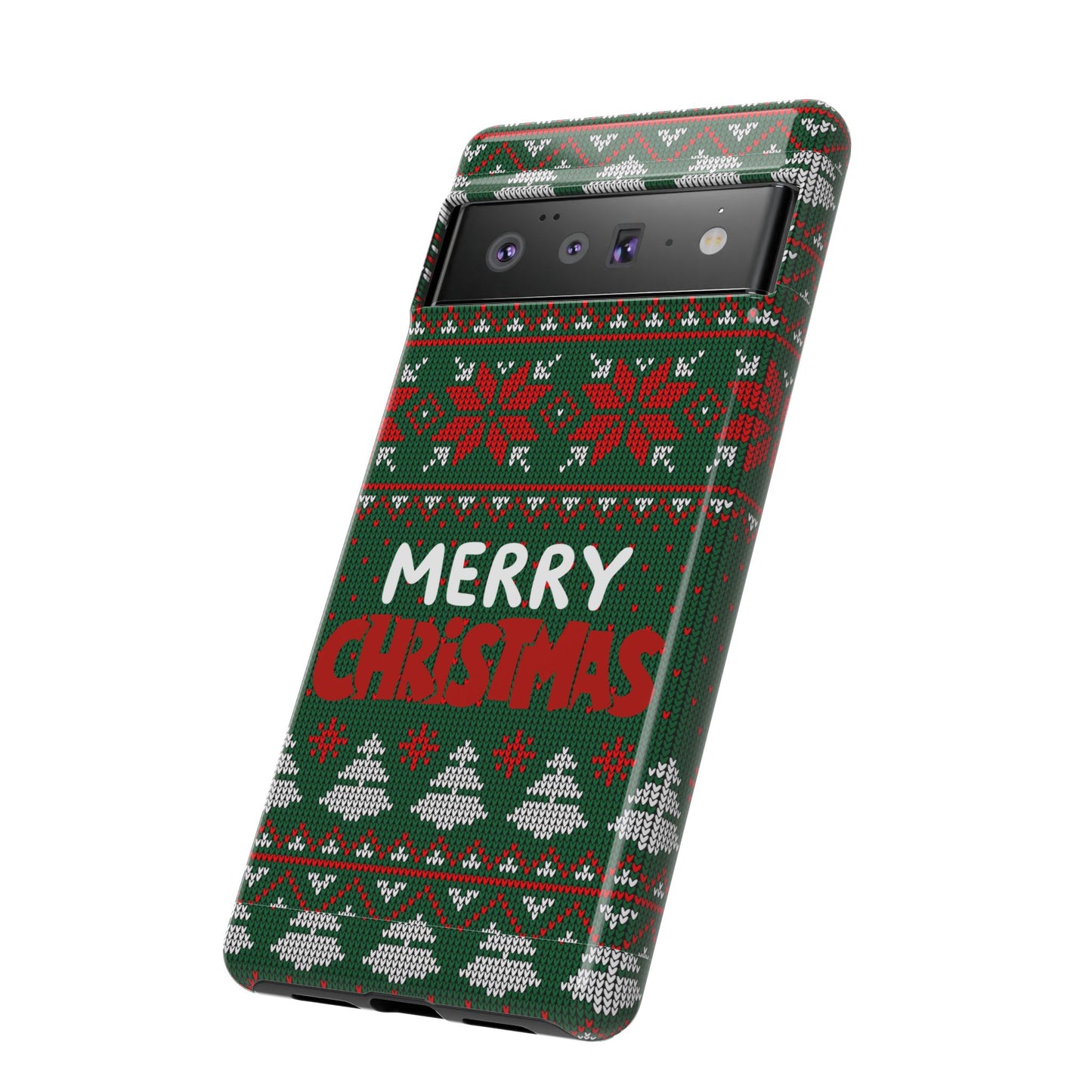 Merry Christmas Phone Case - Festive Green Ugly Sweater Design