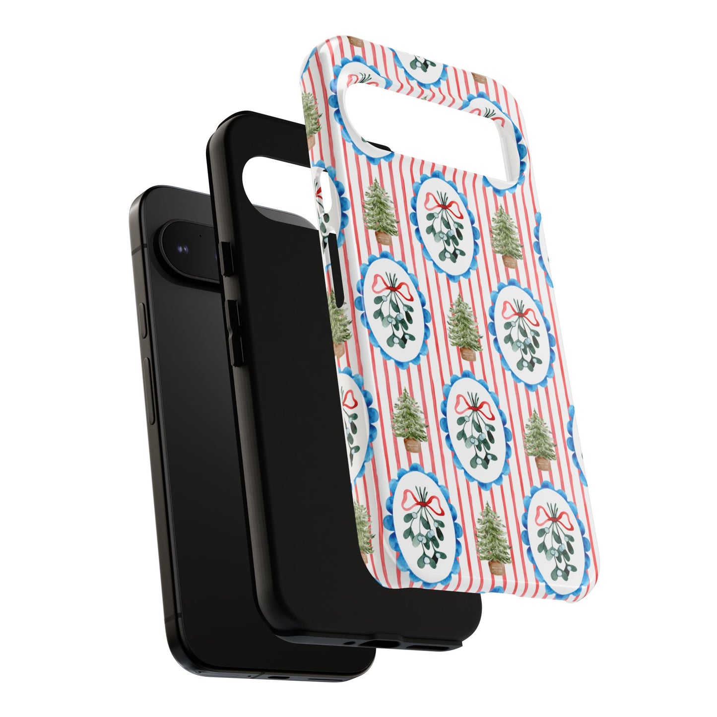 Christmas Wreath & Tree Pattern Phone Case — Festive Holiday Tough Case