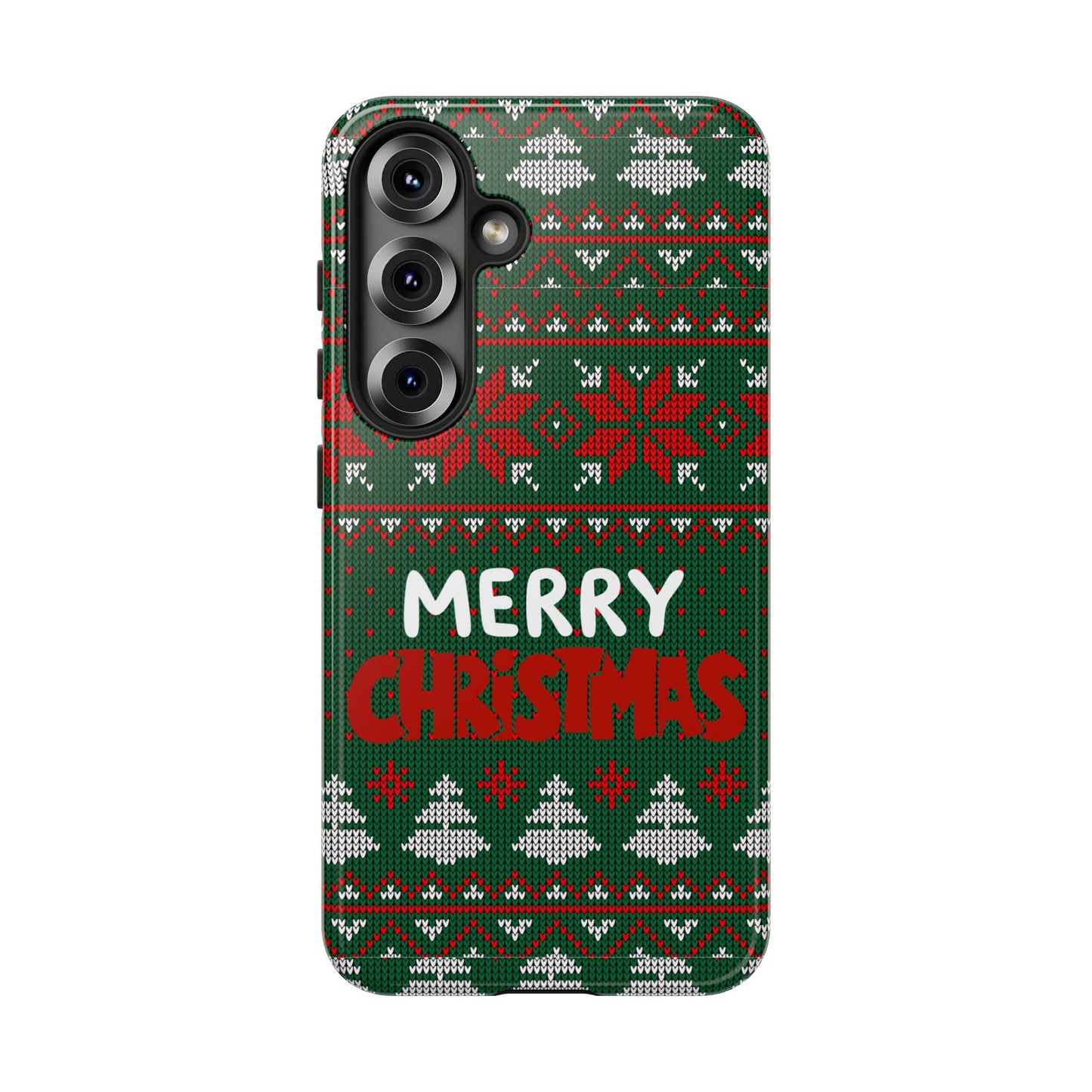 Merry Christmas Phone Case - Festive Green Ugly Sweater Design