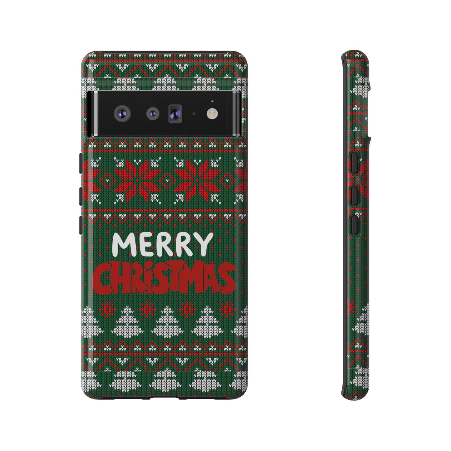 Merry Christmas Phone Case - Festive Green Ugly Sweater Design
