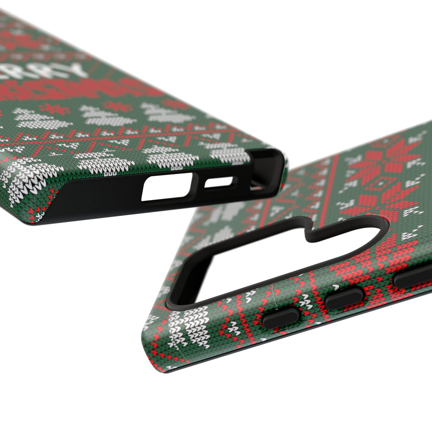 Merry Christmas Phone Case - Festive Green Ugly Sweater Design