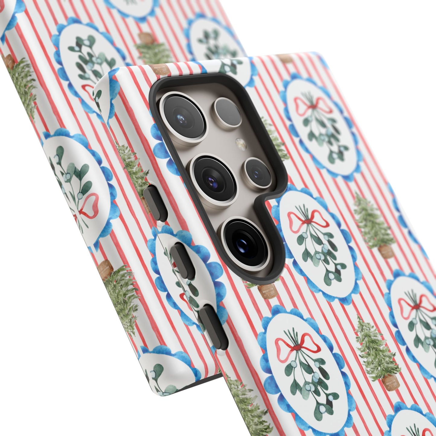 Christmas Wreath & Tree Pattern Phone Case — Festive Holiday Tough Case