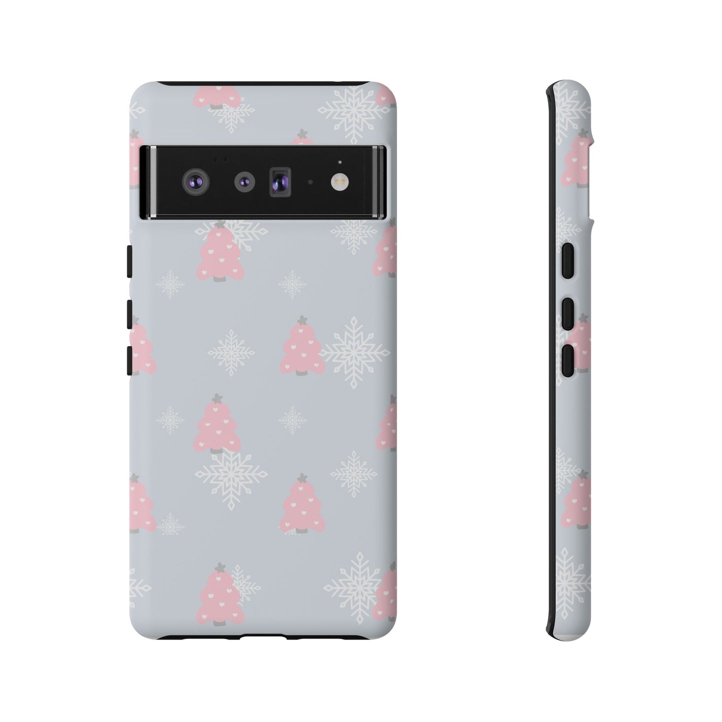 Christmas Pink Tree Tough Phone Case — Cute Holiday Snowflake Design