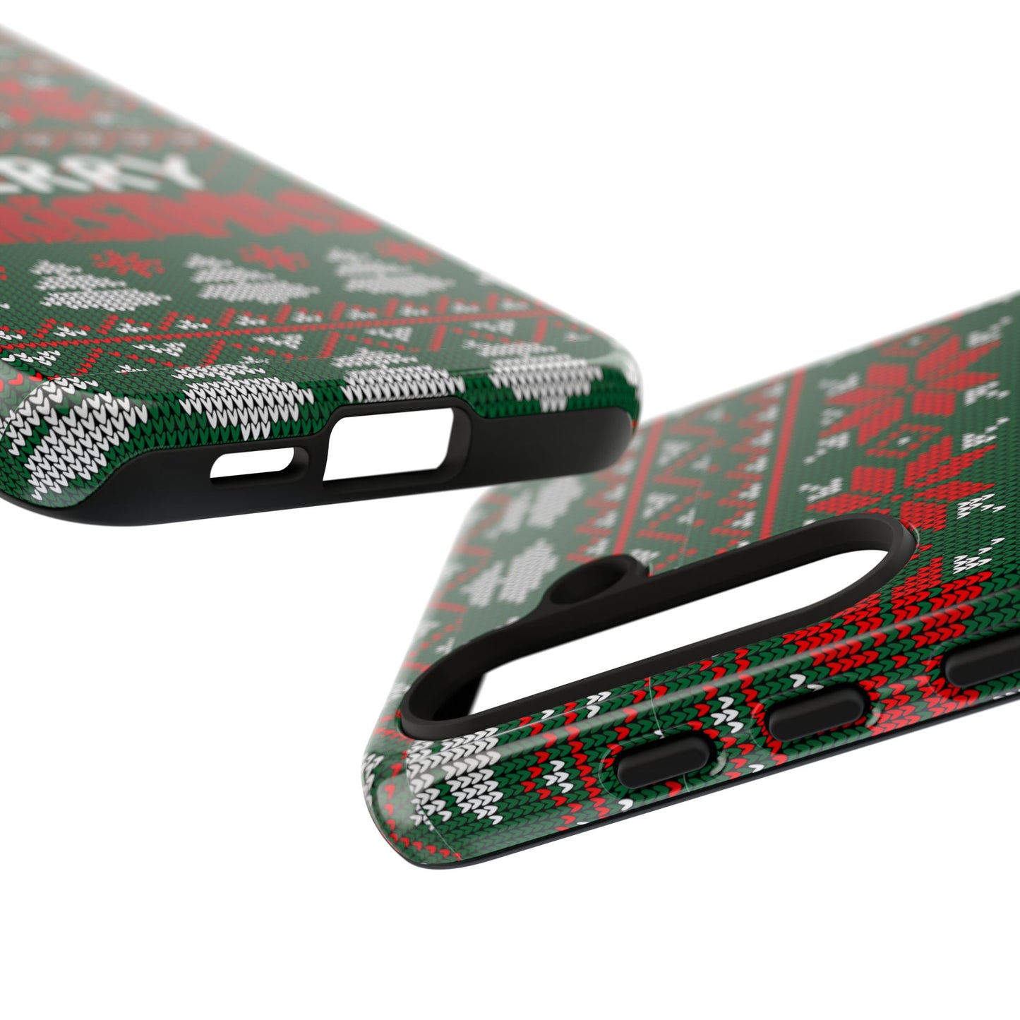 Merry Christmas Phone Case - Festive Green Ugly Sweater Design