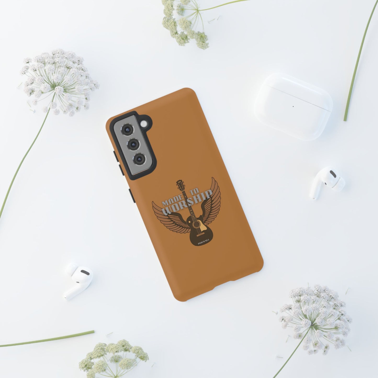 Tough Phone Case — "Made to Worship" Acoustic Guitar Wings Design