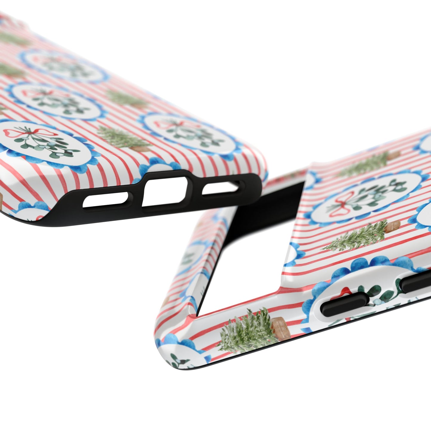 Christmas Wreath & Tree Pattern Phone Case — Festive Holiday Tough Case