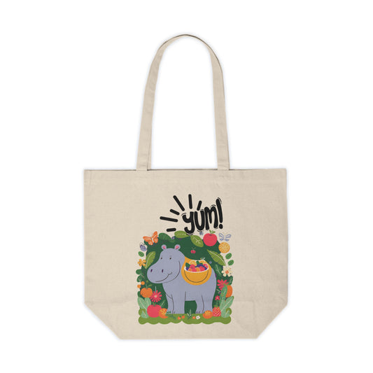 Happy Hippo-Canvas Shopping Tote