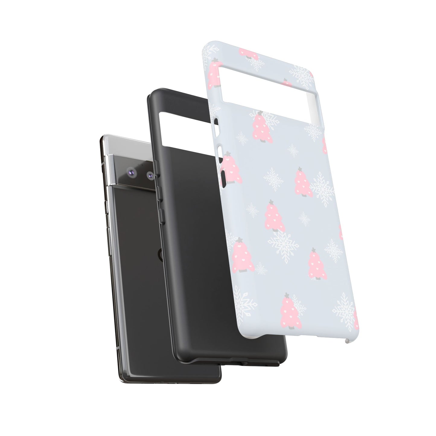 Christmas Pink Tree Tough Phone Case — Cute Holiday Snowflake Design