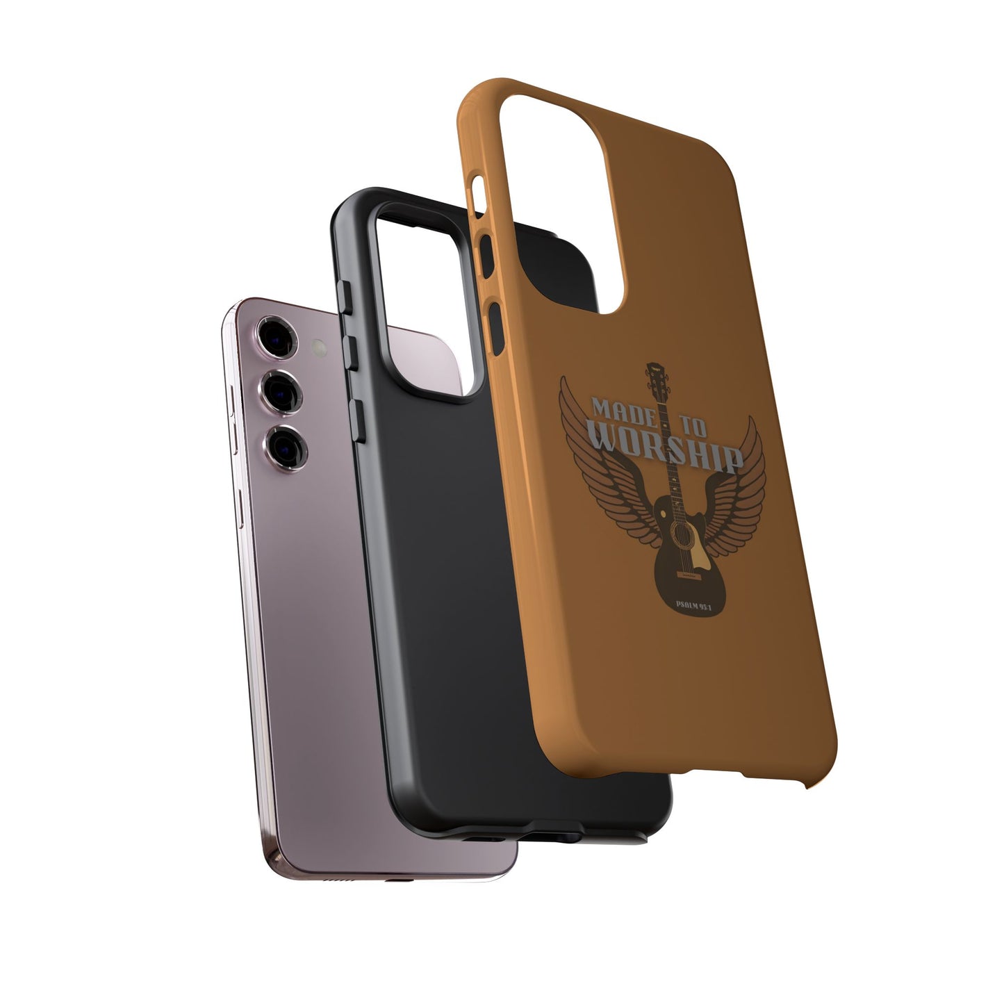 Tough Phone Case — "Made to Worship" Acoustic Guitar Wings Design