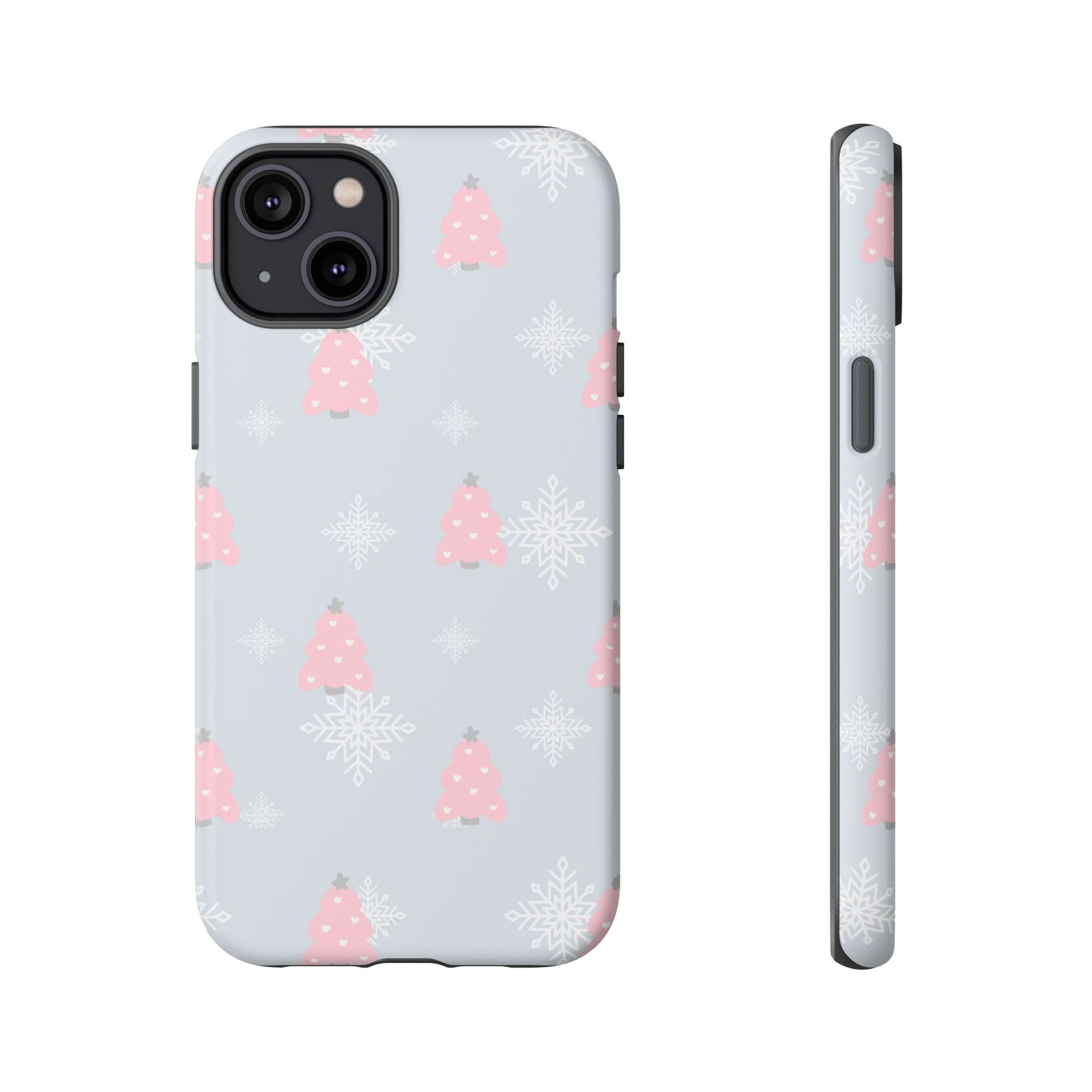 Christmas Pink Tree Tough Phone Case — Cute Holiday Snowflake Design