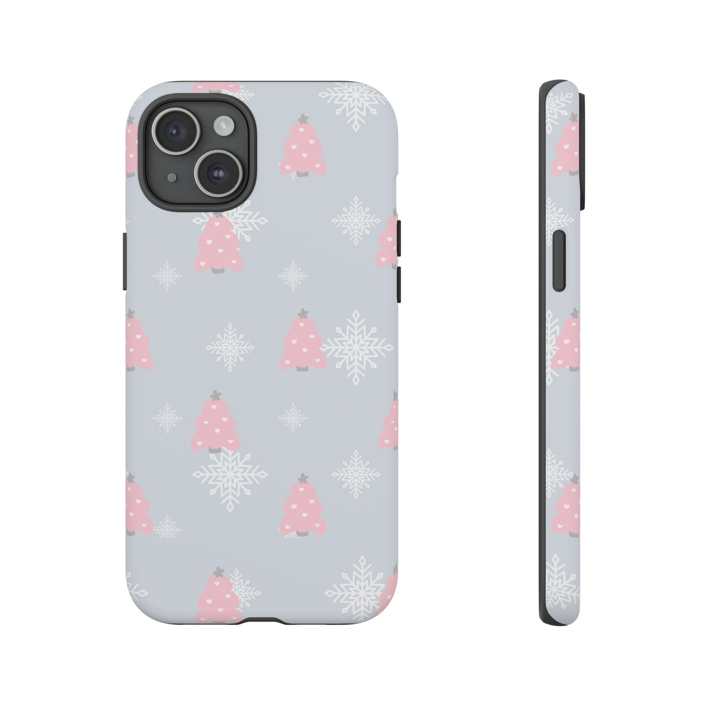 Christmas Pink Tree Tough Phone Case — Cute Holiday Snowflake Design