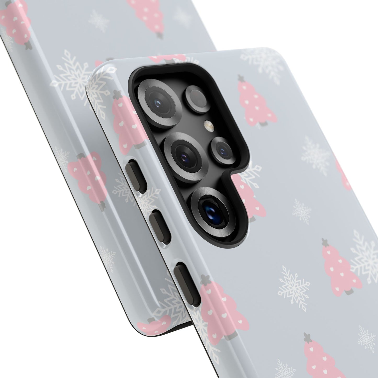 Christmas Pink Tree Tough Phone Case — Cute Holiday Snowflake Design