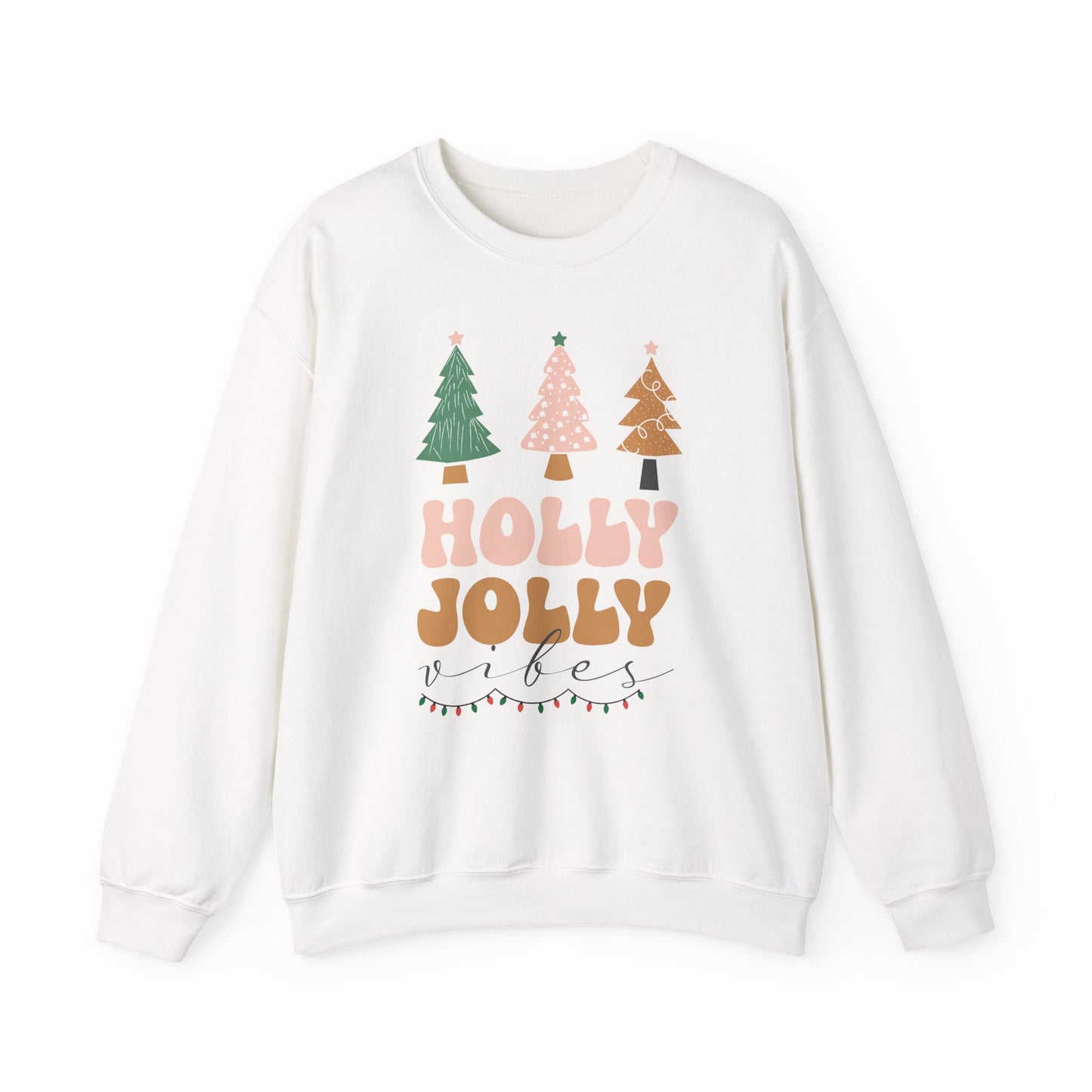 Holiday Sweater Sweatshirt — "Holly Jolly" Christmas Tree Crewneck