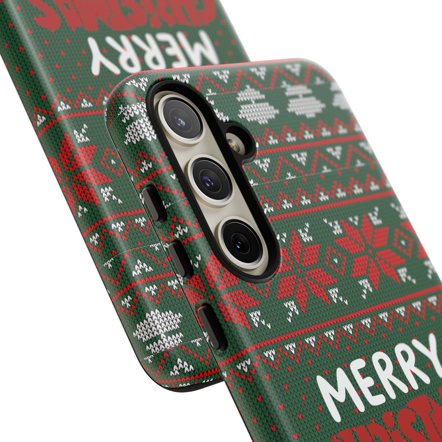 Merry Christmas Phone Case - Festive Green Ugly Sweater Design