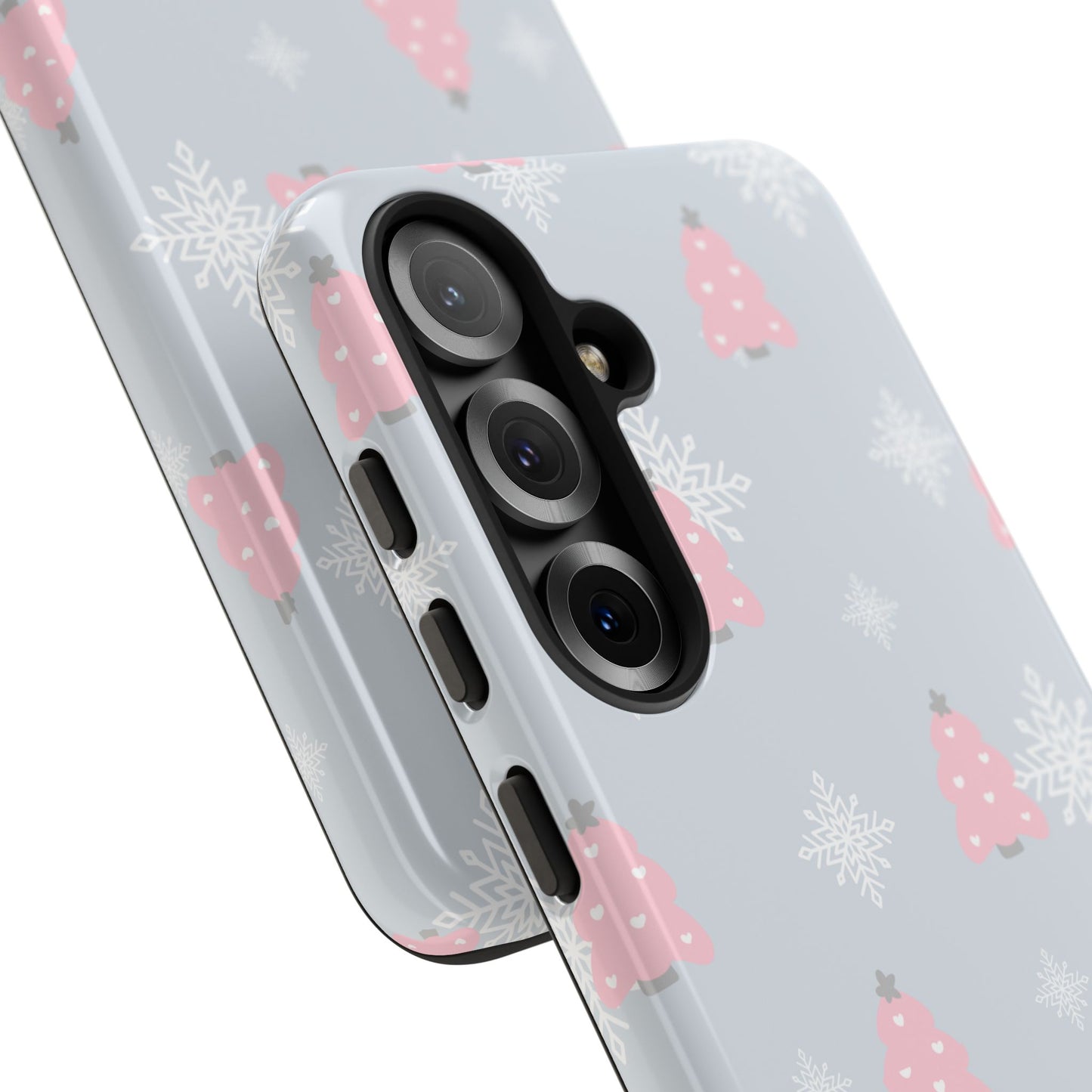 Christmas Pink Tree Tough Phone Case — Cute Holiday Snowflake Design