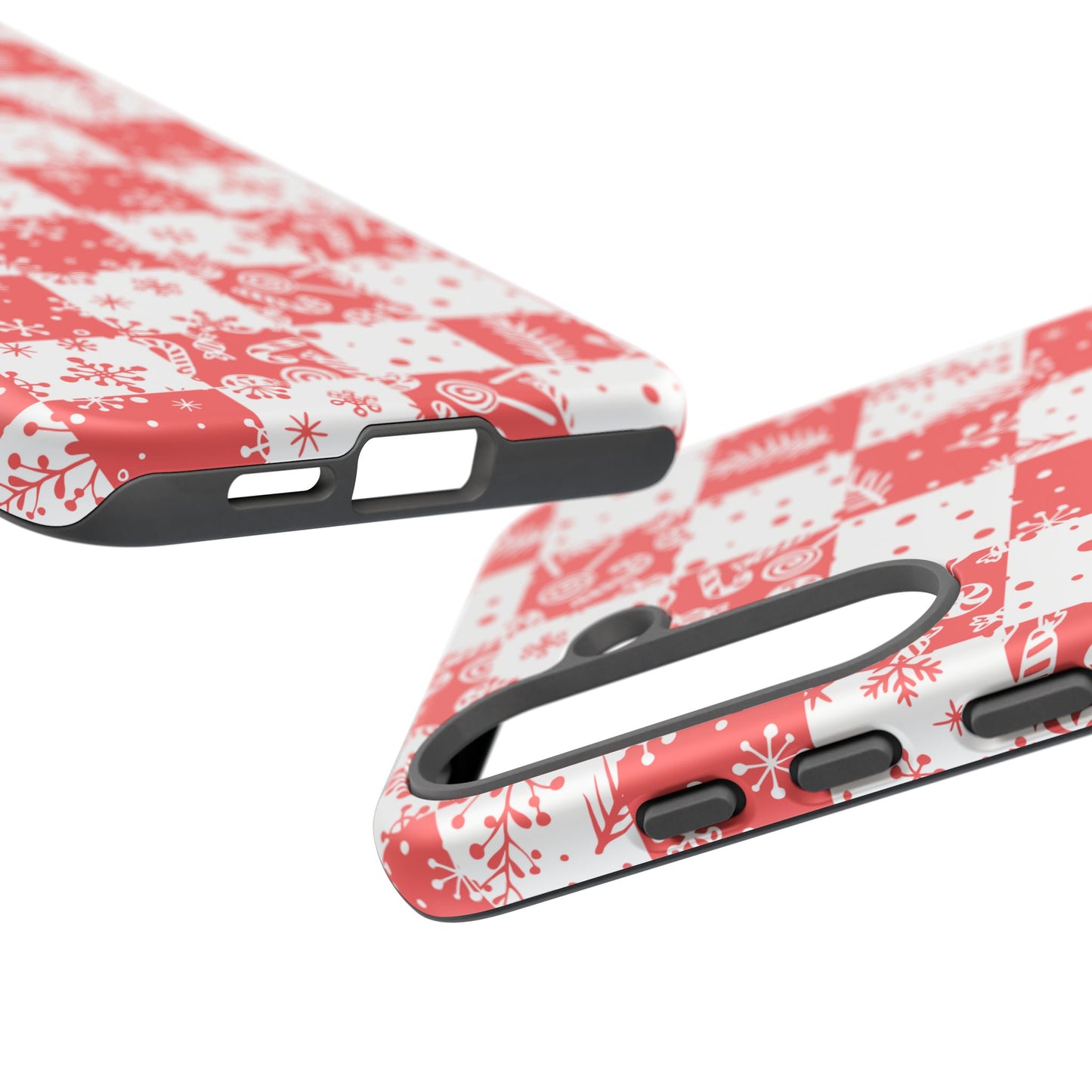 Christmas Red Buffalo Check Phone Case - Holiday Snowflake Pattern Tough Case