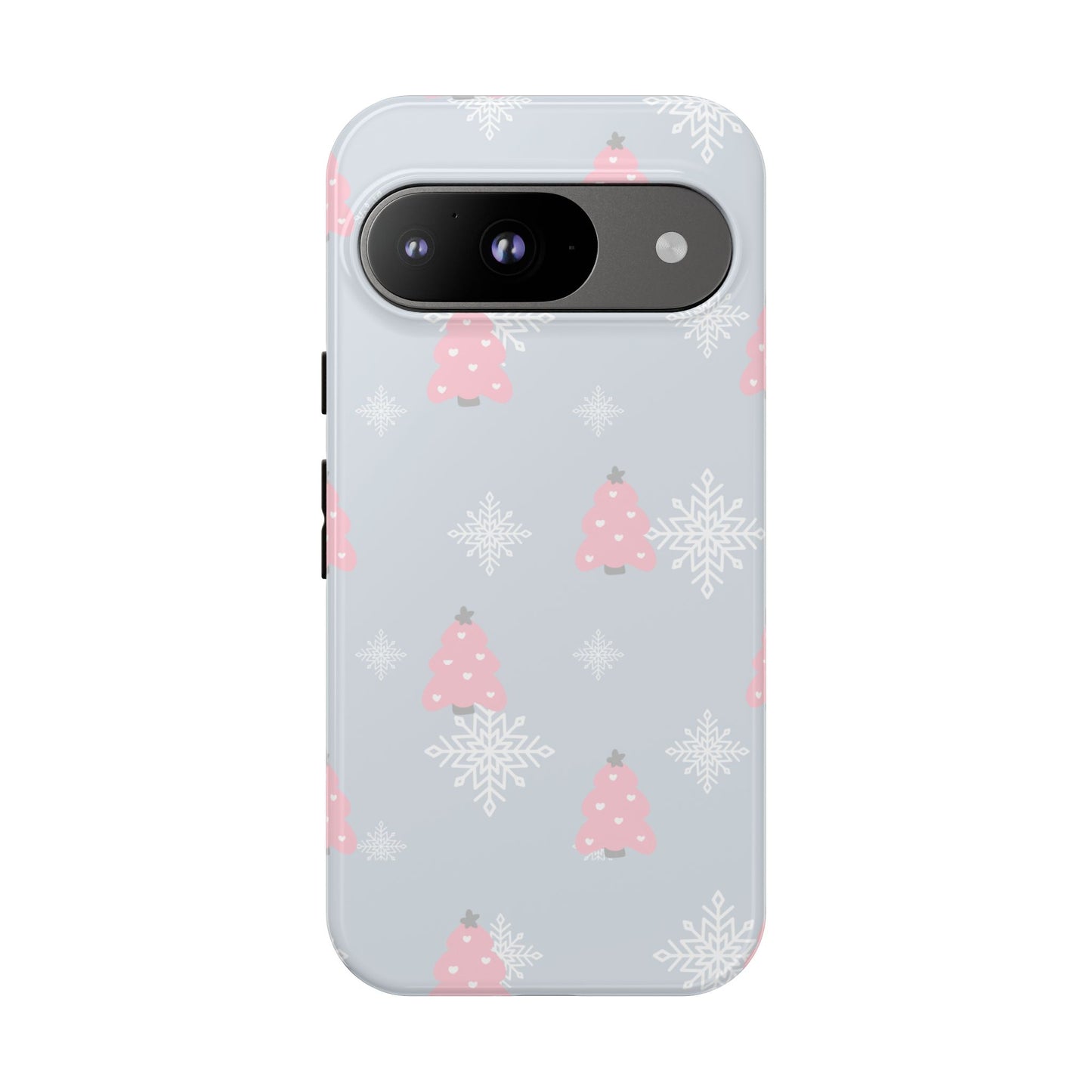 Christmas Pink Tree Tough Phone Case — Cute Holiday Snowflake Design