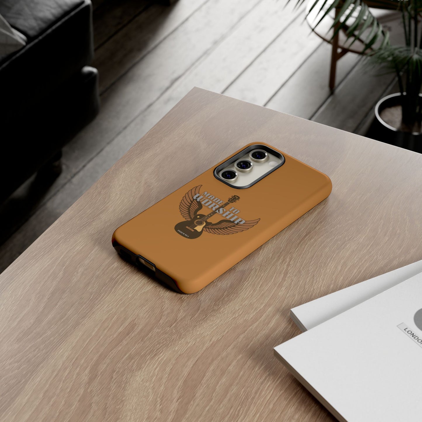 Tough Phone Case — "Made to Worship" Acoustic Guitar Wings Design