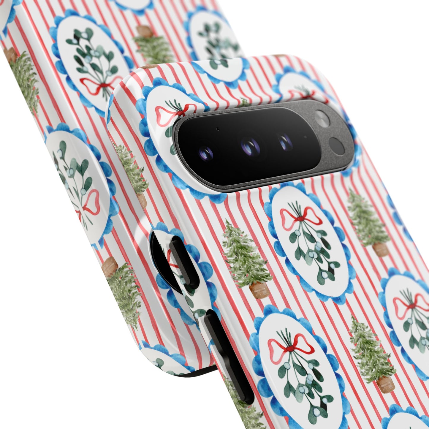 Christmas Wreath & Tree Pattern Phone Case — Festive Holiday Tough Case