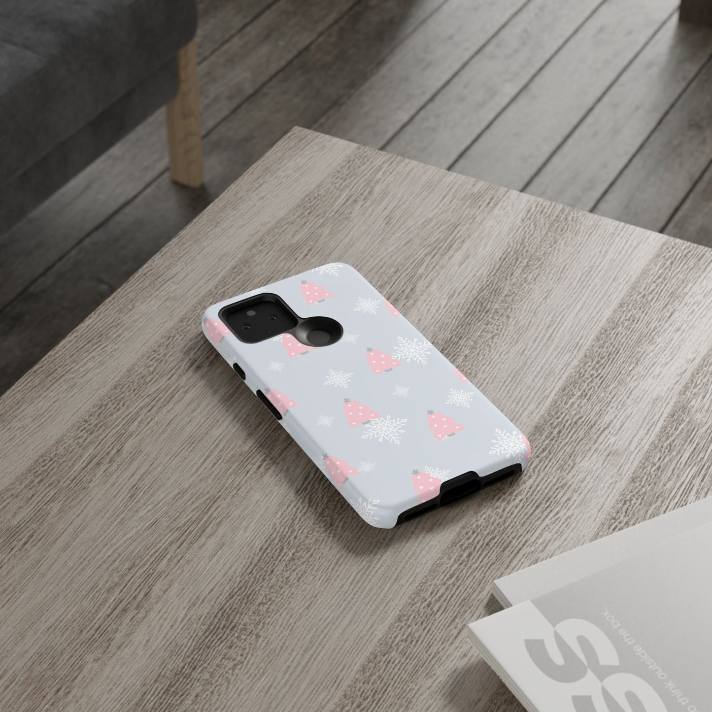 Christmas Pink Tree Tough Phone Case — Cute Holiday Snowflake Design