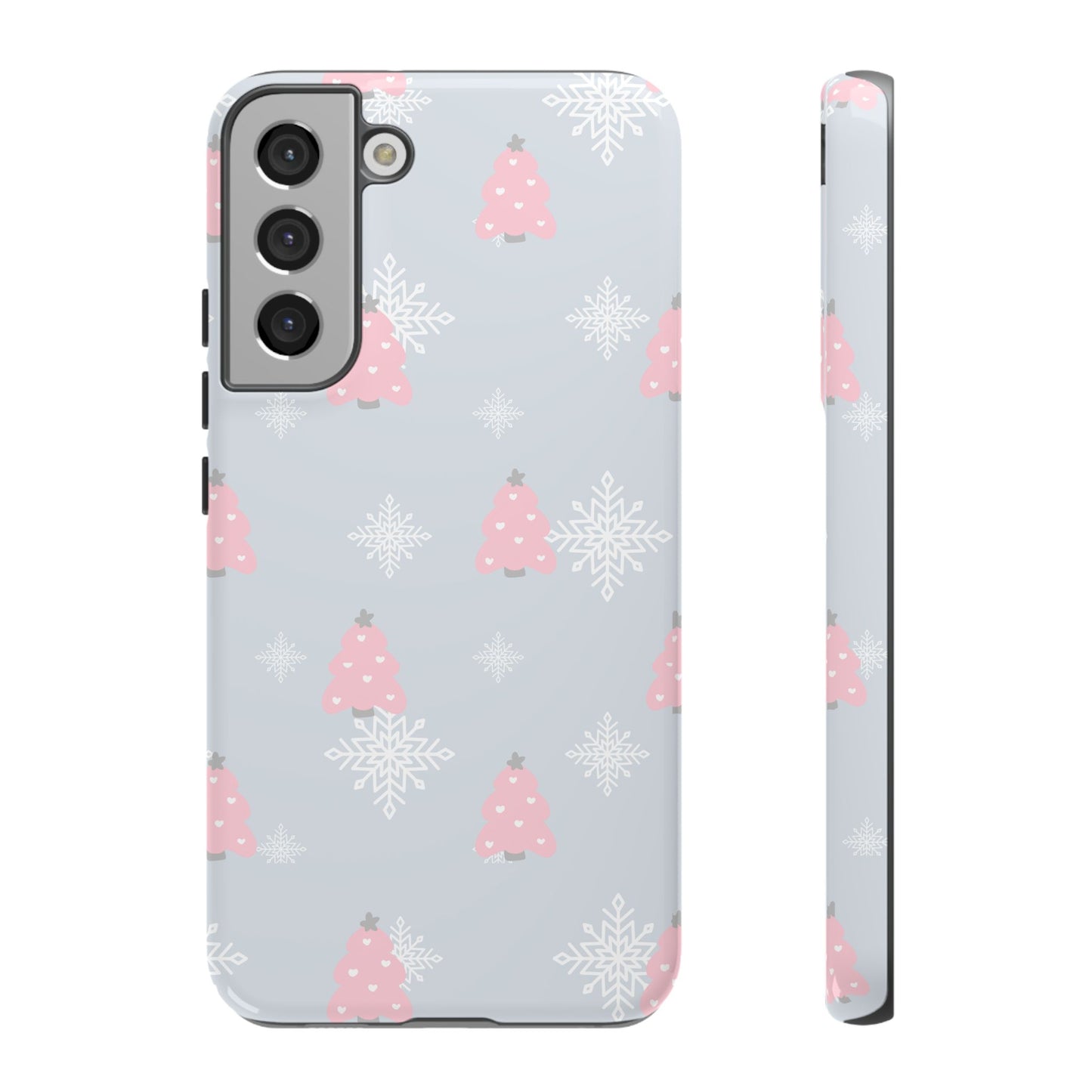 Christmas Pink Tree Tough Phone Case — Cute Holiday Snowflake Design