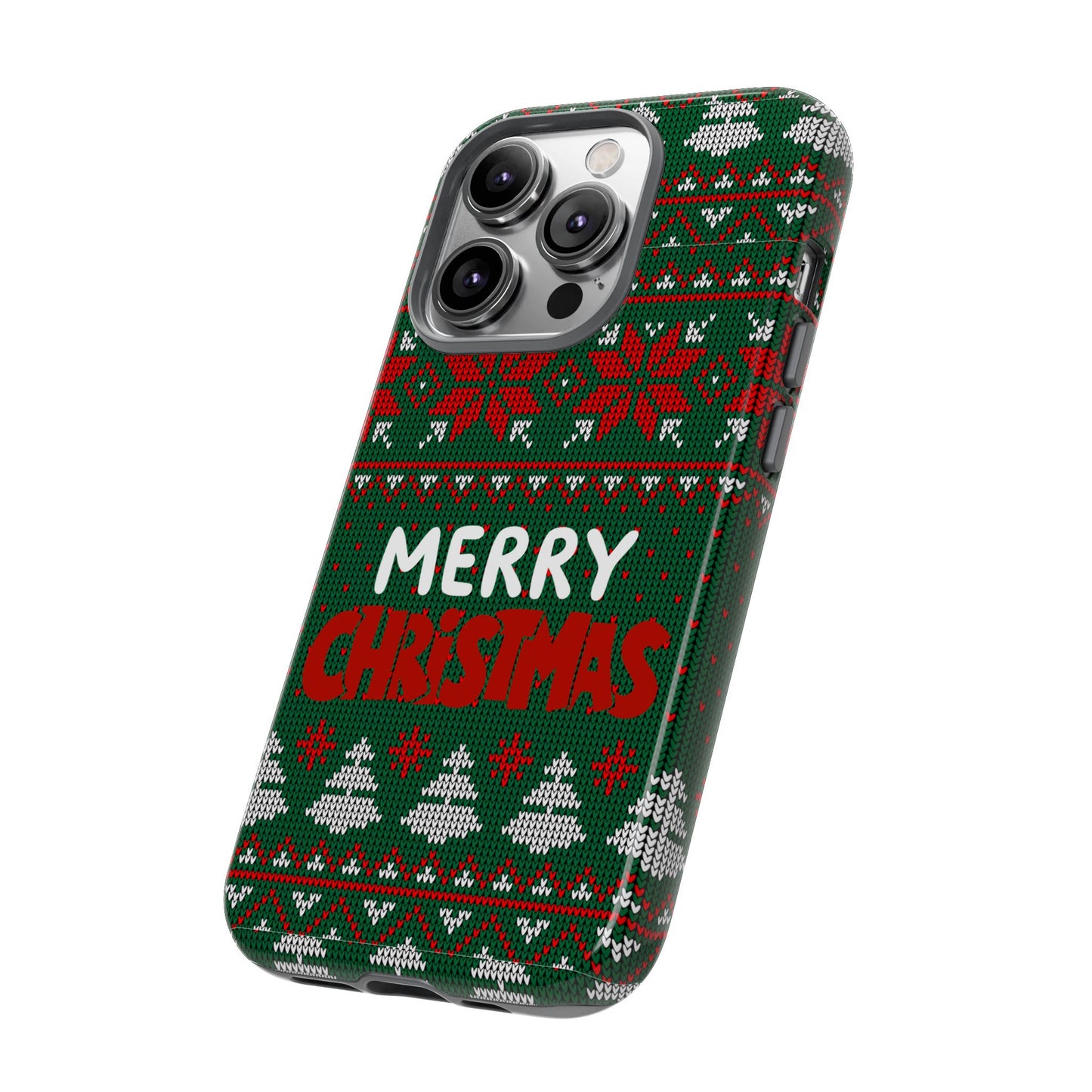 Merry Christmas Phone Case - Festive Green Ugly Sweater Design