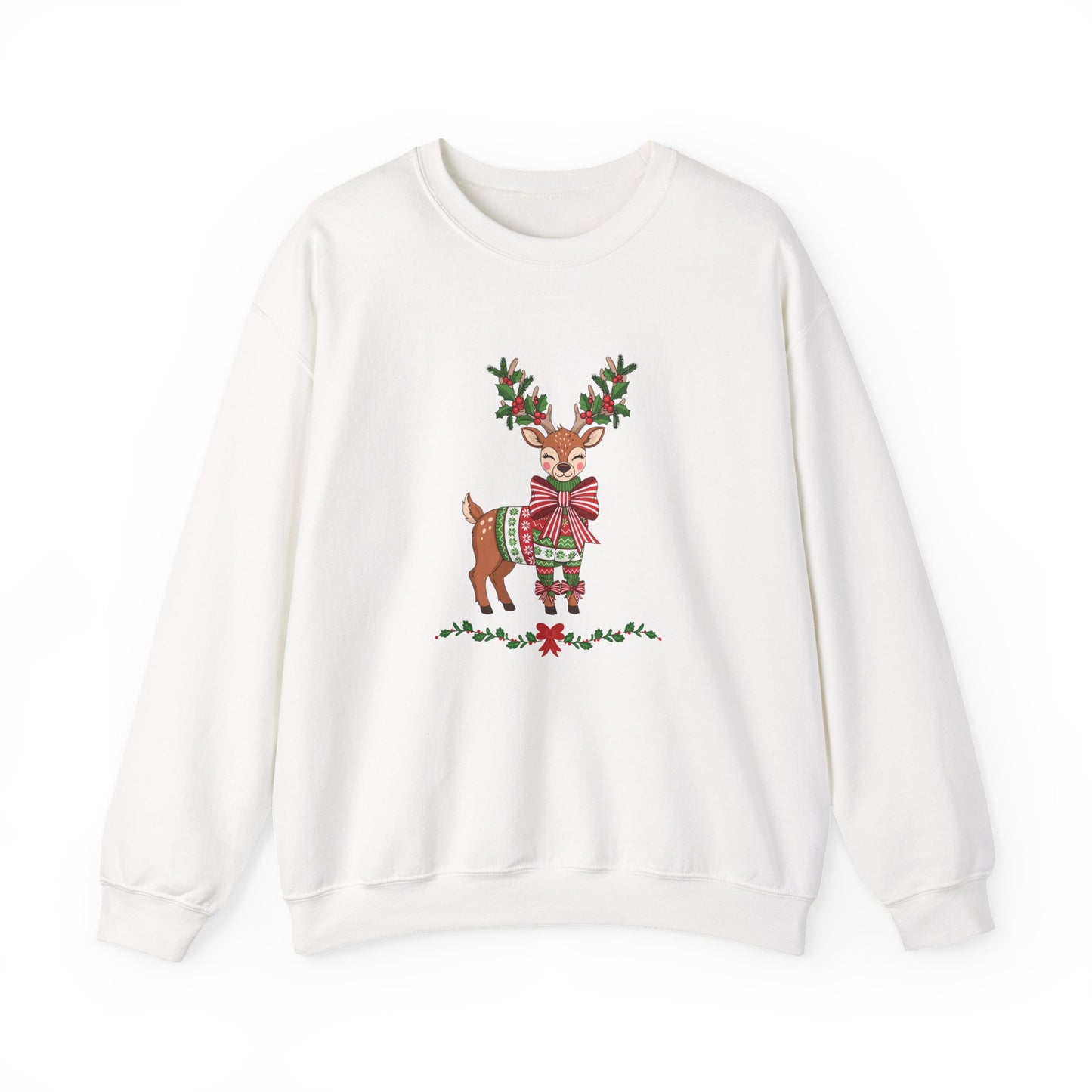 Christmas Reindeer Crewneck Sweatshirt - Festive Holiday Reindeer Design