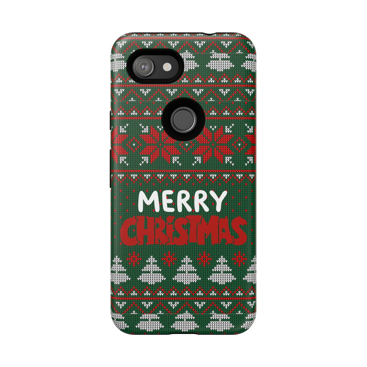 Merry Christmas Phone Case - Festive Green Ugly Sweater Design