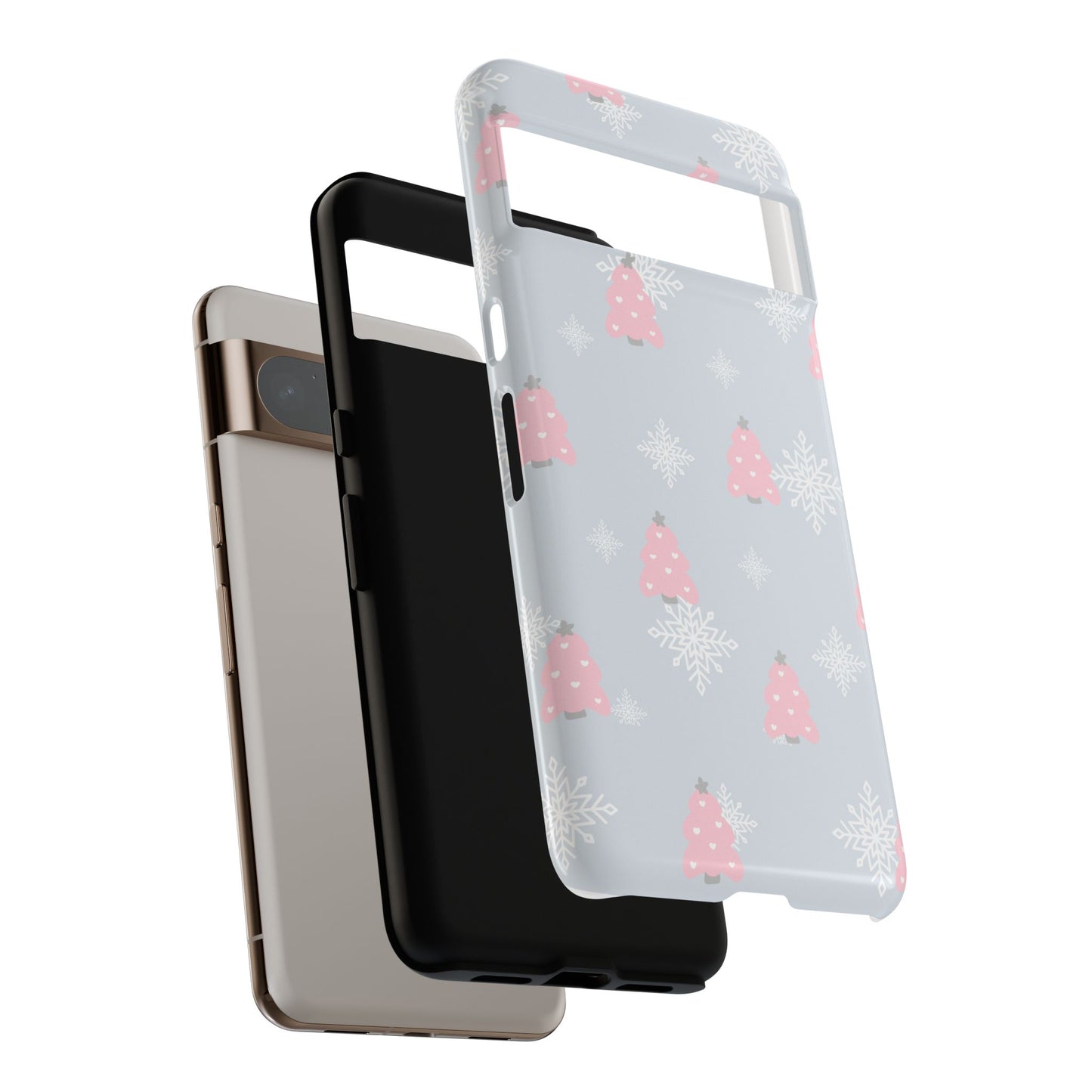 Christmas Pink Tree Tough Phone Case — Cute Holiday Snowflake Design