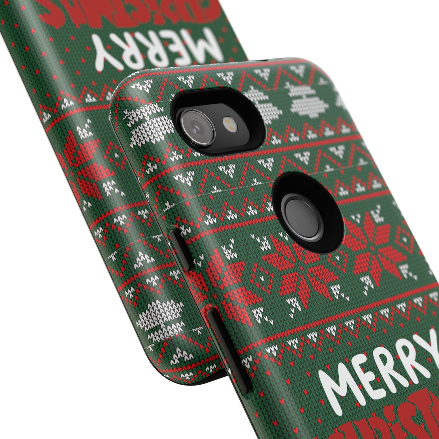 Merry Christmas Phone Case - Festive Green Ugly Sweater Design