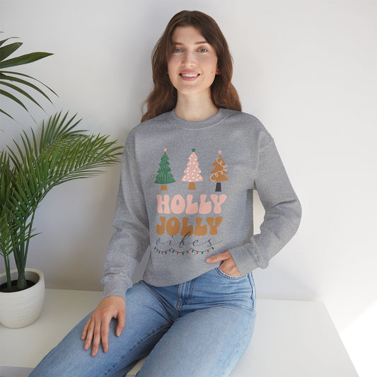 Holiday Sweater Sweatshirt — "Holly Jolly" Christmas Tree Crewneck