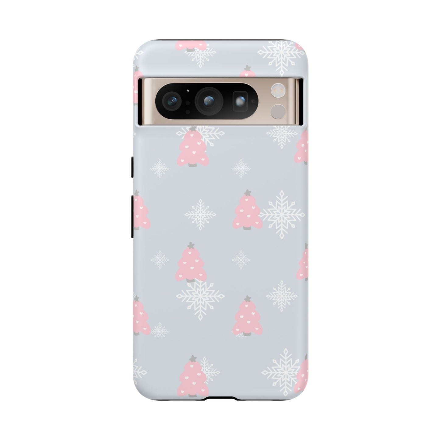 Christmas Pink Tree Tough Phone Case — Cute Holiday Snowflake Design