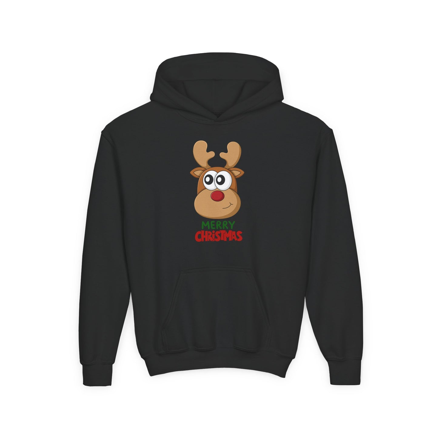 Youth Christmas Reindeer Hoodie - Cute "Merry Christmas" Holiday Pullover