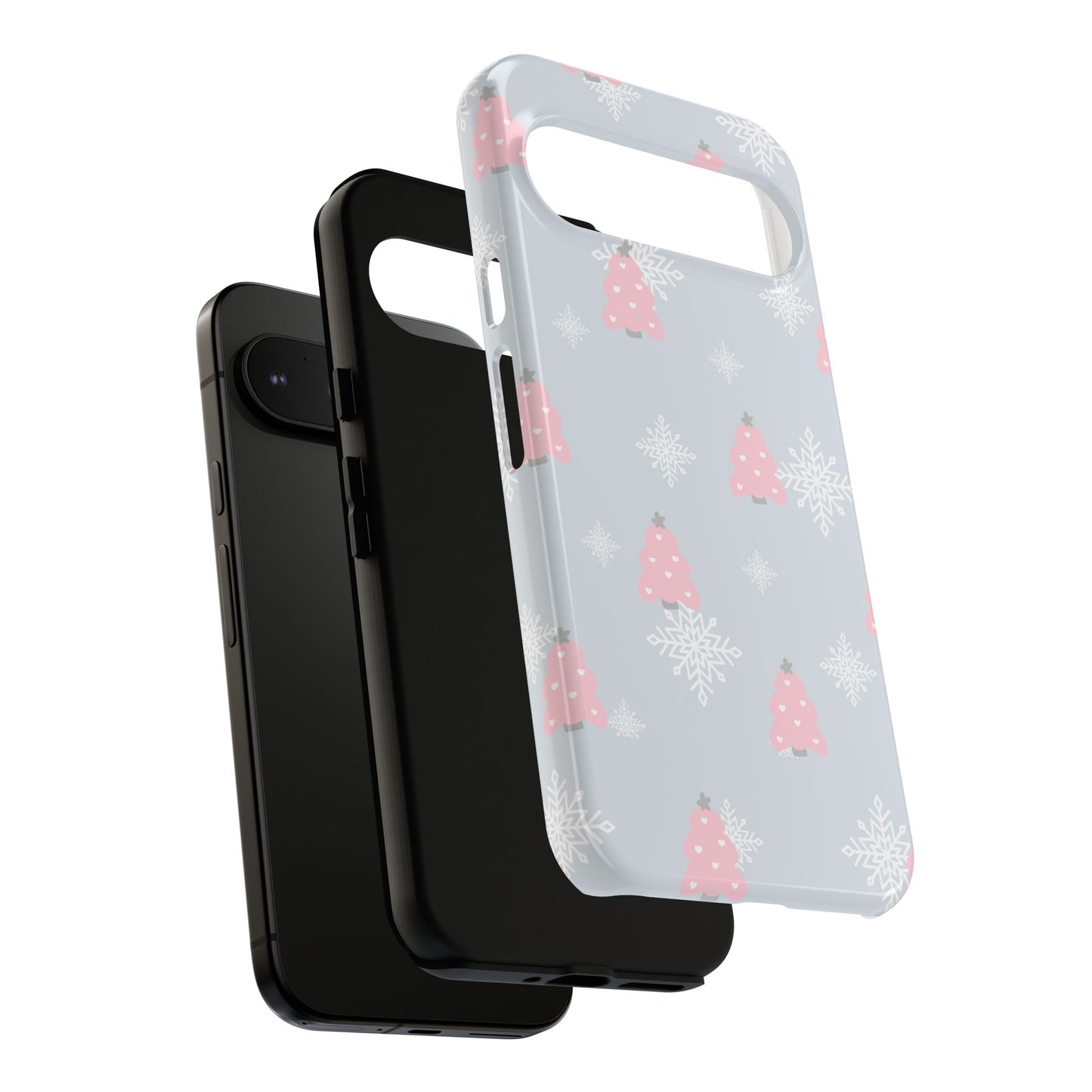 Christmas Pink Tree Tough Phone Case — Cute Holiday Snowflake Design