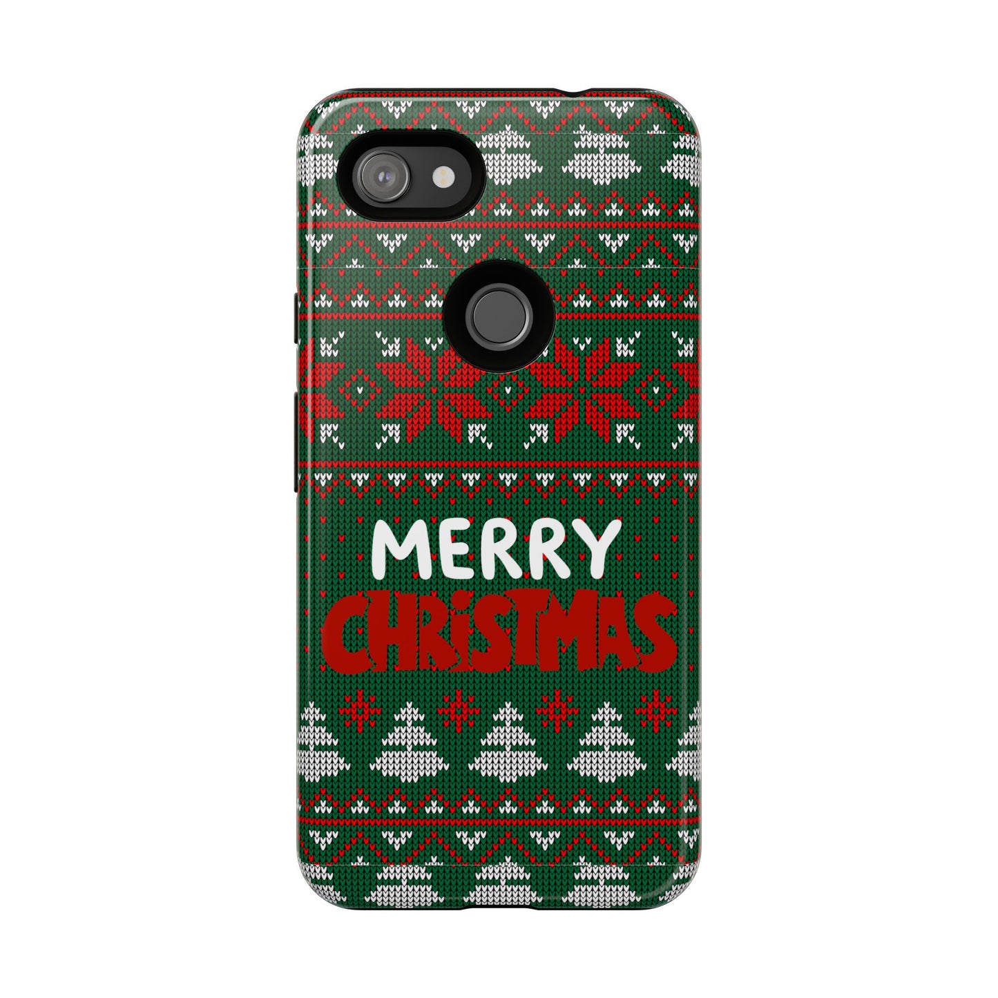 Merry Christmas Phone Case - Festive Green Ugly Sweater Design