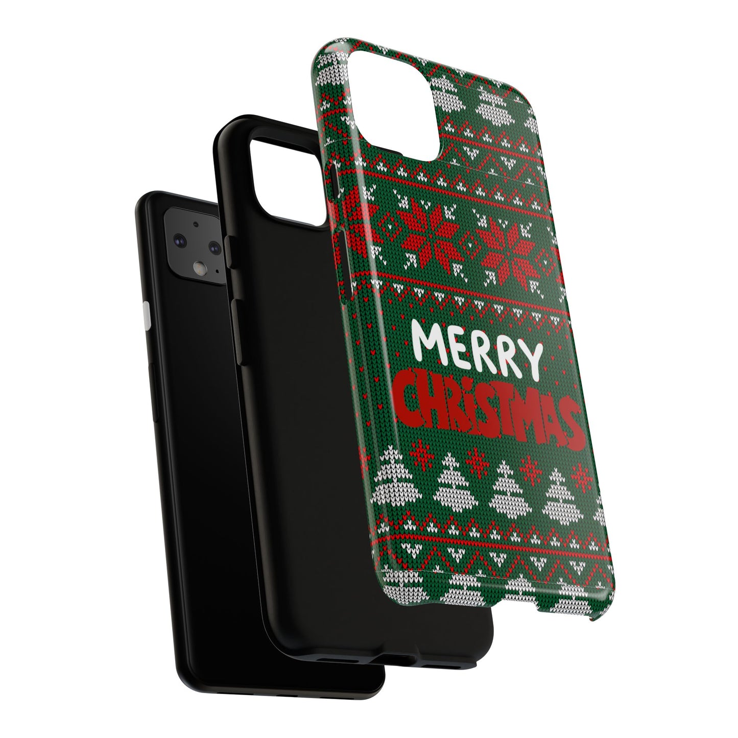 Merry Christmas Phone Case - Festive Green Ugly Sweater Design