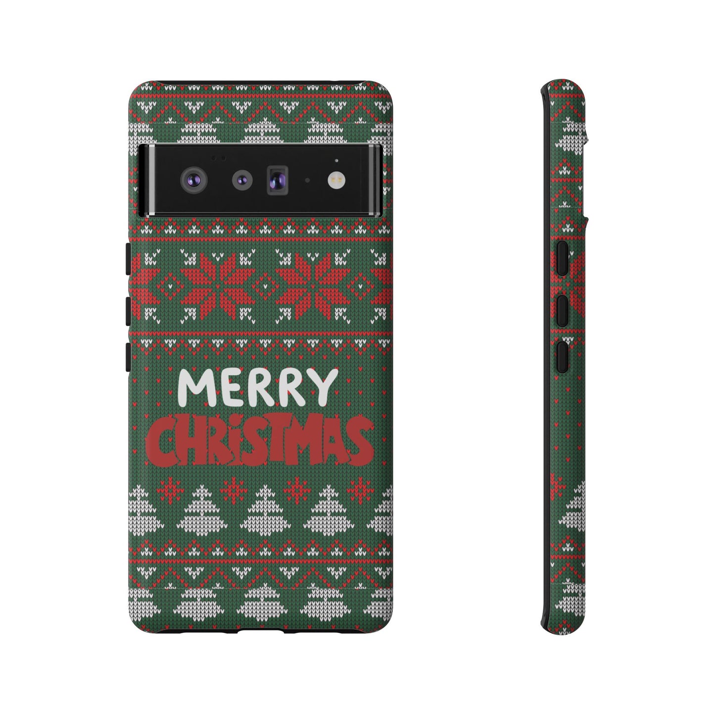 Merry Christmas Phone Case - Festive Green Ugly Sweater Design