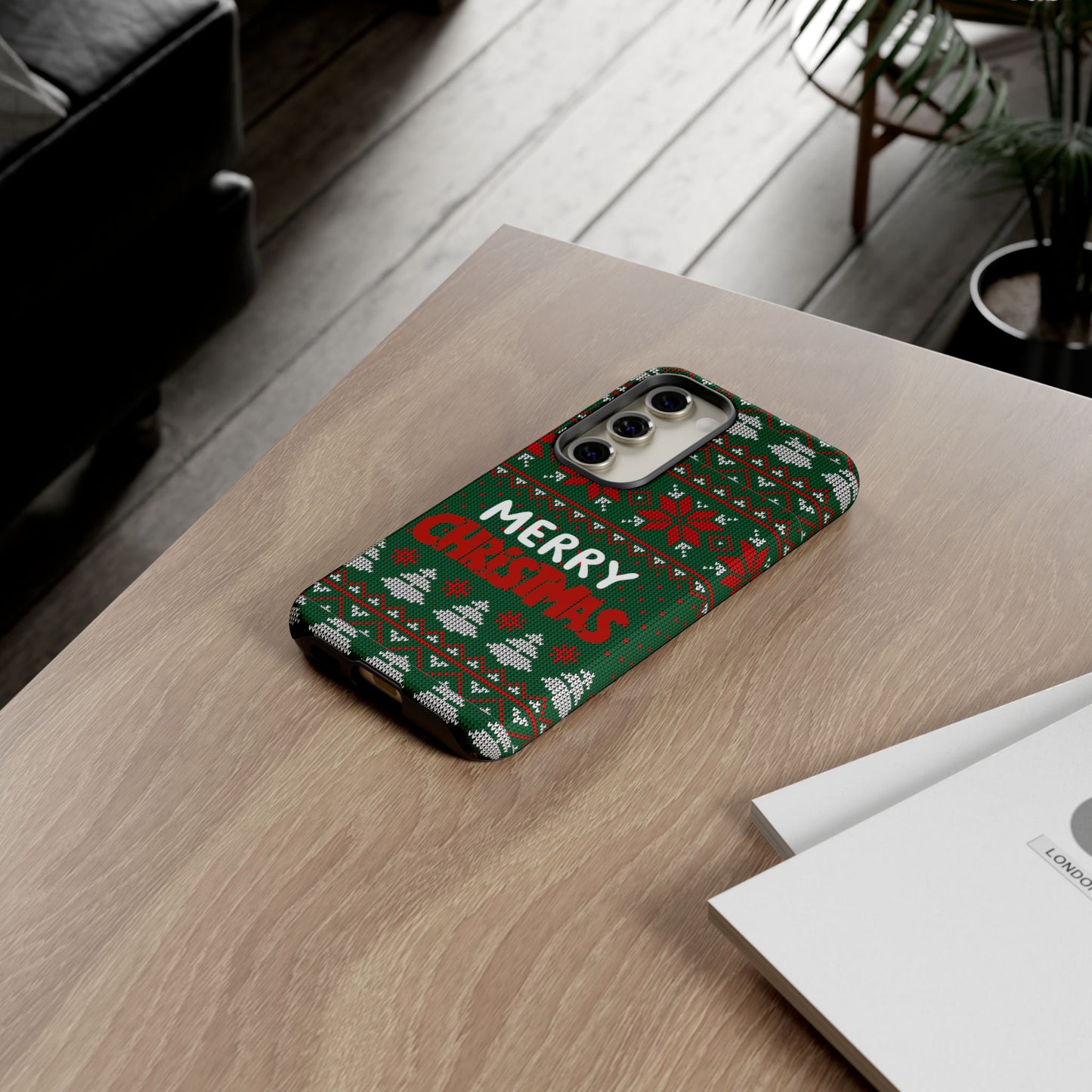 Merry Christmas Phone Case - Festive Green Ugly Sweater Design
